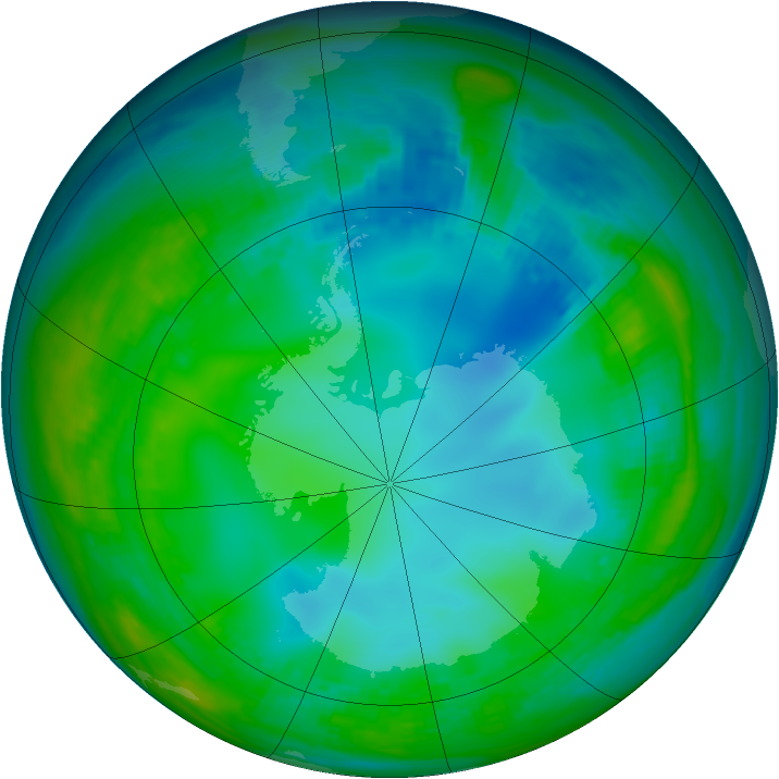 Antarctic ozone map for 23 May 1982